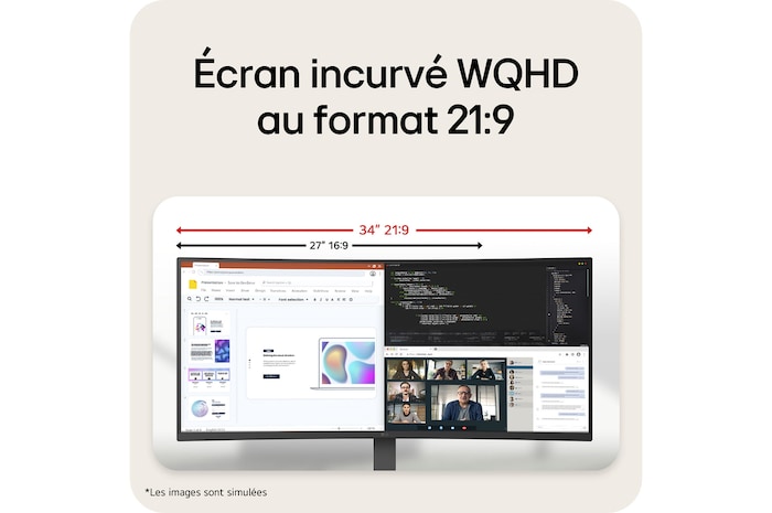 Vue inclinée avant du moniteur UltraWide (droite)