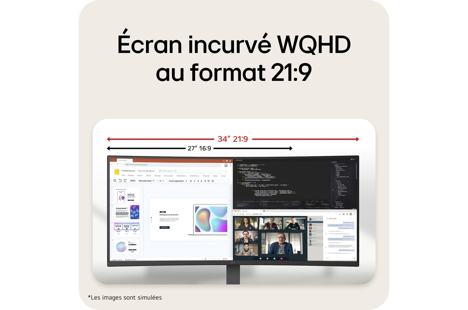 Vue inclinée avant du moniteur UltraWide (droite)