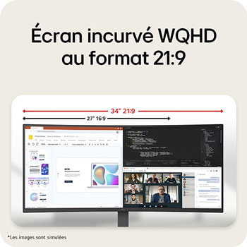 Vue inclinée avant du moniteur UltraWide (droite)