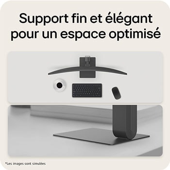 Vue inclinée arrière du moniteur montrant le support et les ports (gauche)