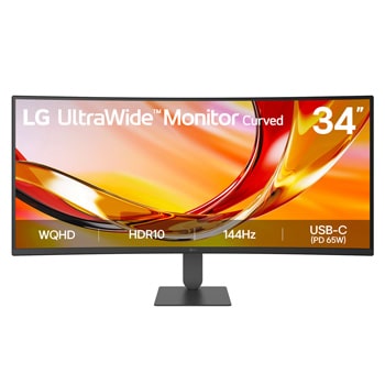 Vue avant de Moniteur WQHD incurvé (1800R) LG UltraWide™ 34 pouces 144 Hz 34U640B avec USB-C LG 34U640B-B