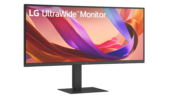 Vue avant légèrement inclinée à gauche du moniteur UltraWide