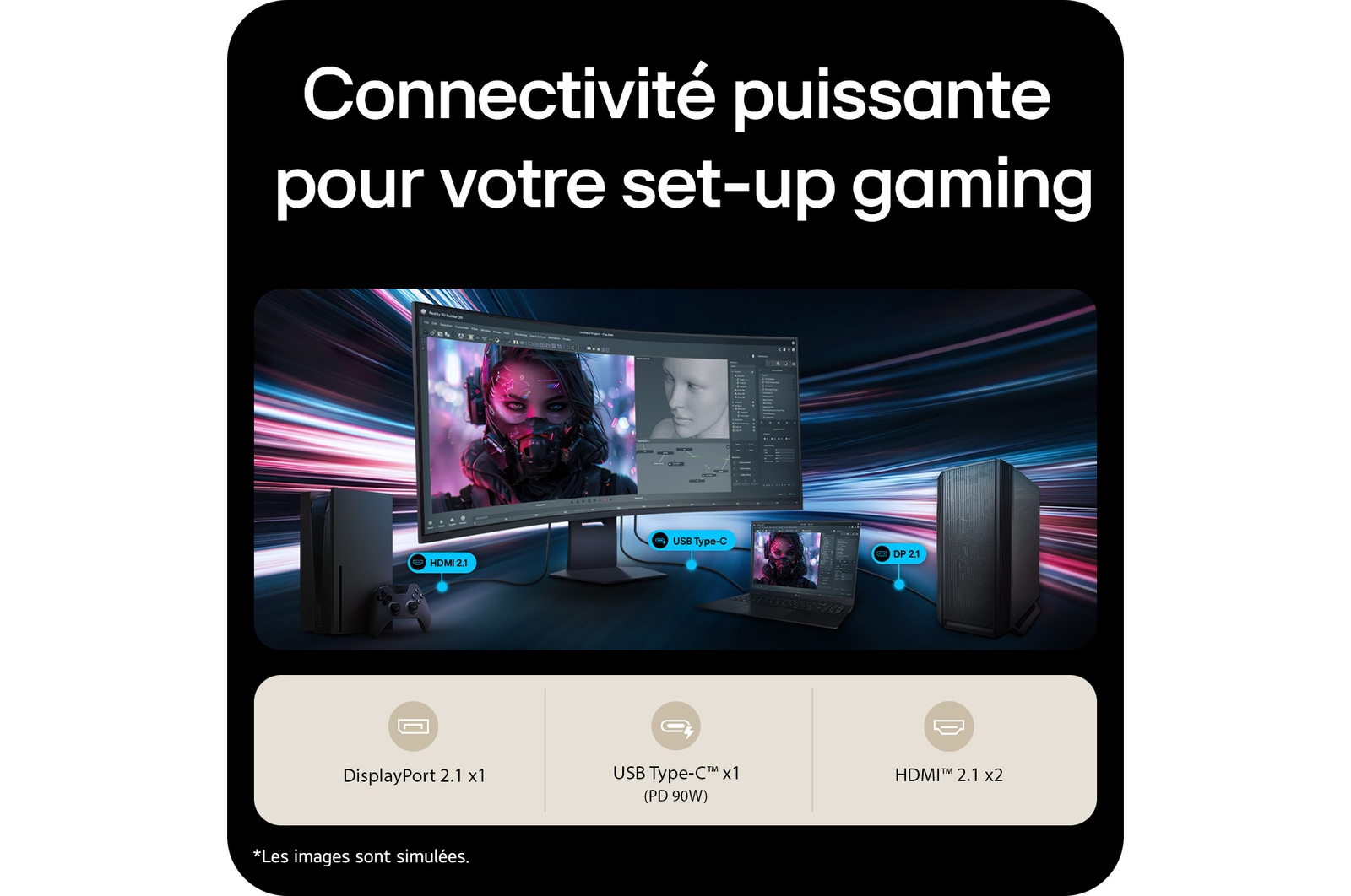 Vue arrière d’un moniteur pour jeu 52 pouces UltraGear evo G9, 5K2K 240Hz (52G930B)