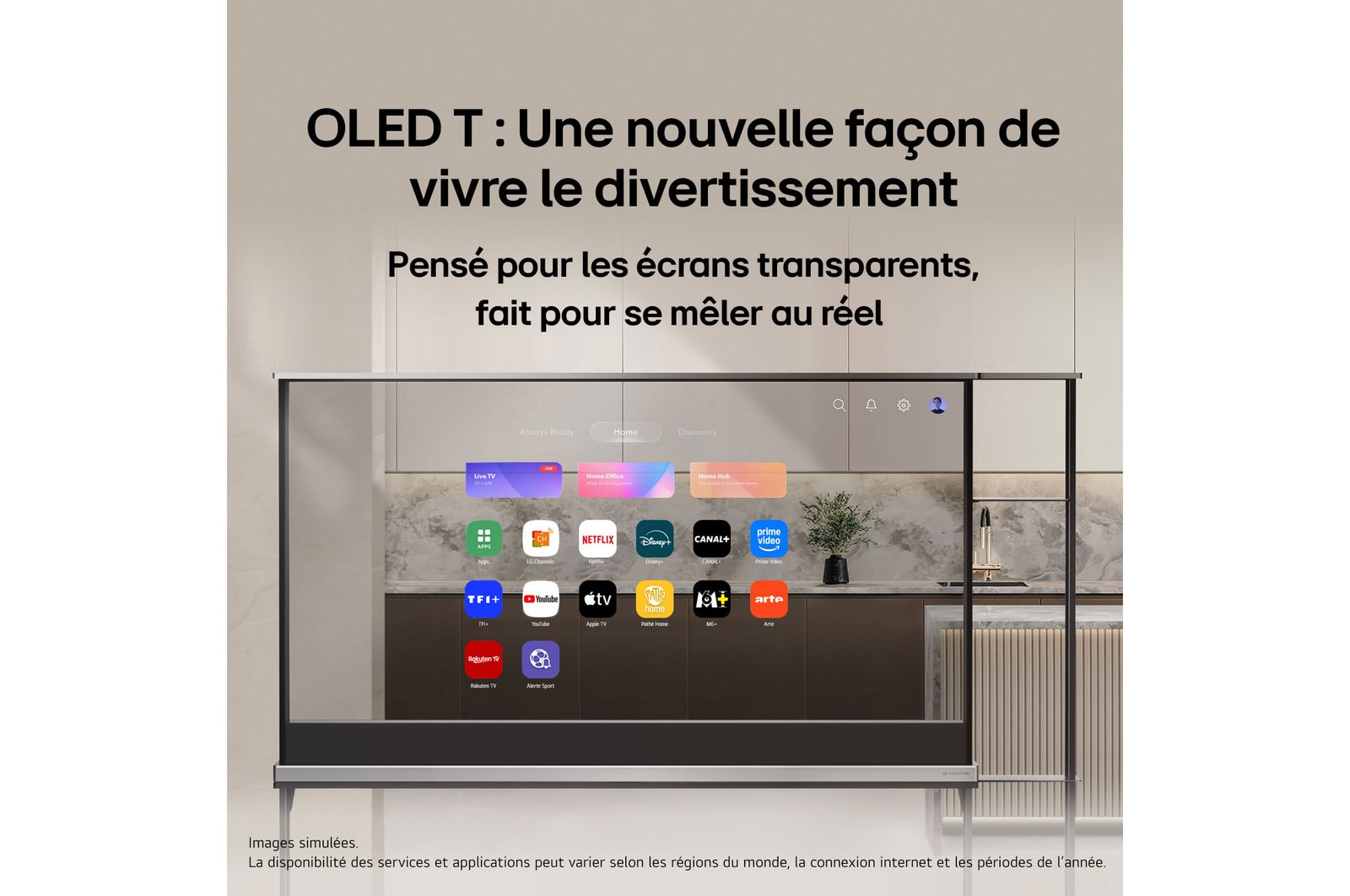 La LG SIGNATURE OLED T affiche un arbre vert enneigé.