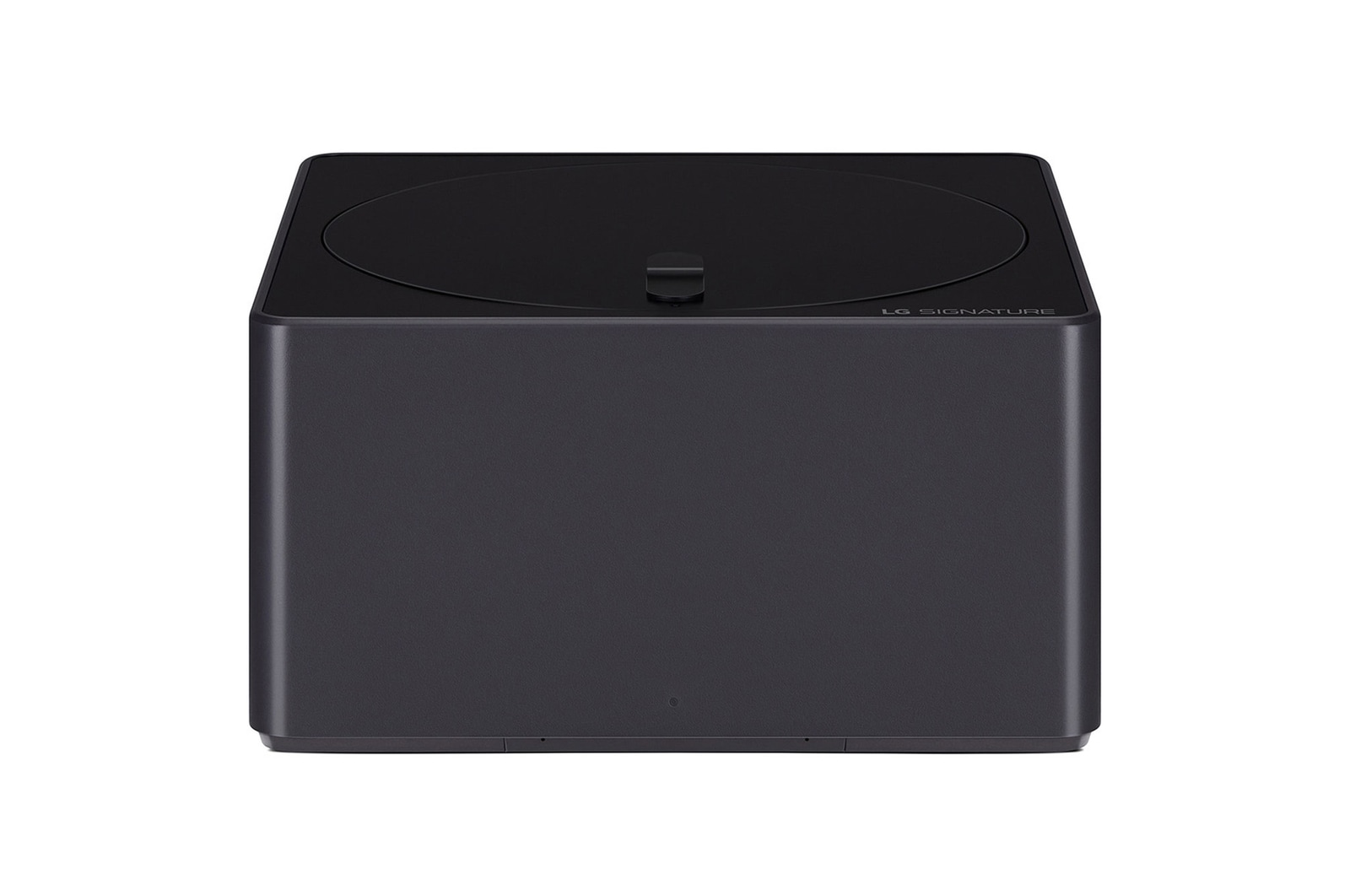Vue arrière d’une LG SIGNATURE OLED T avec l’ombre qui se dessiné pour montrer le fond noir et l’arrière d’un boîtier Zero Connect.