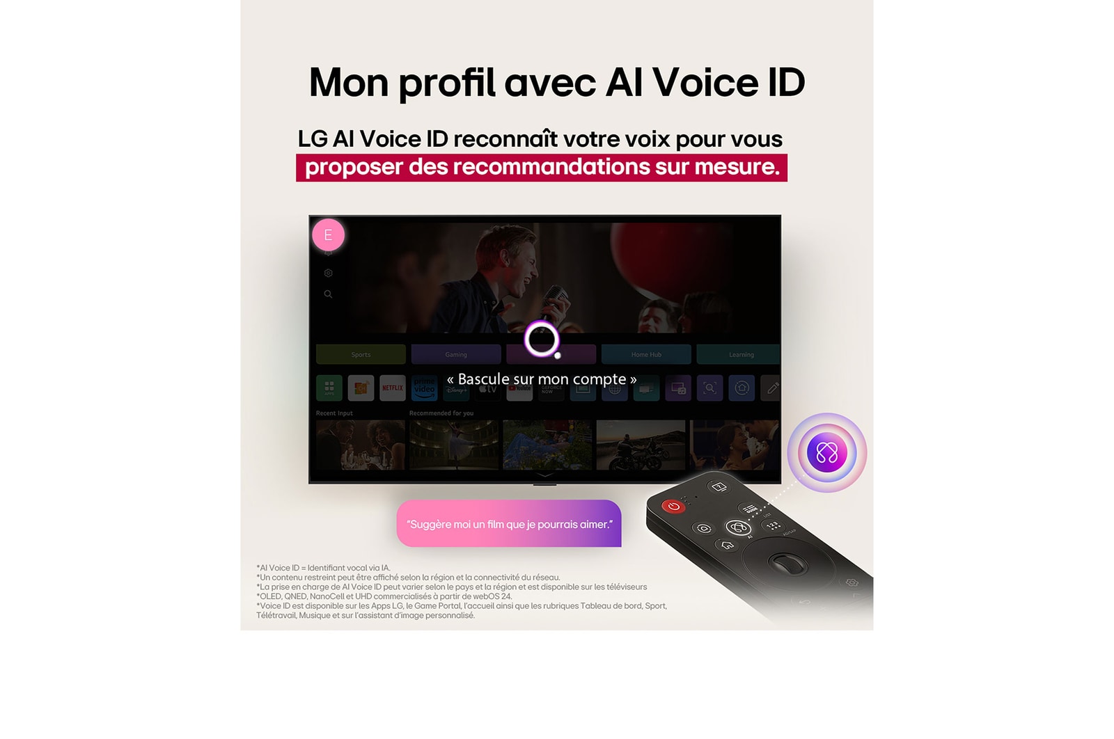 Comparaison avant et après de la façon dont la mise à l’échelle supérieure LG 4K améliore la qualité d’image. Deux panneaux montrant la même image d’un oiseau coloré assis sur une branche dans une forêt, le panneau de droite est estompé. Le titre évoque la façon dont la technologie de mise à l’échelle supérieure 4K améliore la résolution, la luminosité et la clarté. 