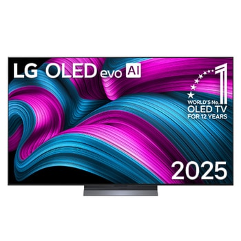  Vue avant du téléviseur LG OLED evo AI G5 4K Smart TV. L'emblème OLED numéro 1 mondial depuis 12 ans et le logo LG OLED evo AI 2025 apparaissent à l'écran.