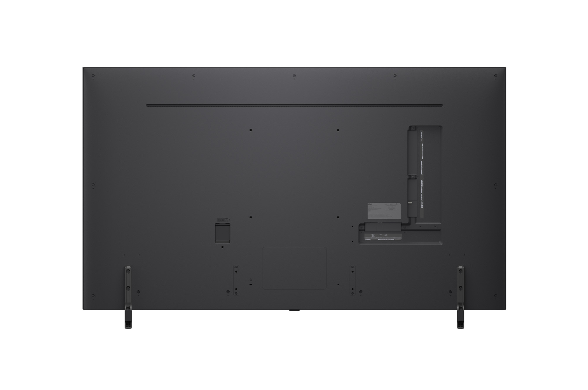 Rear view of LG QNED evo TV.