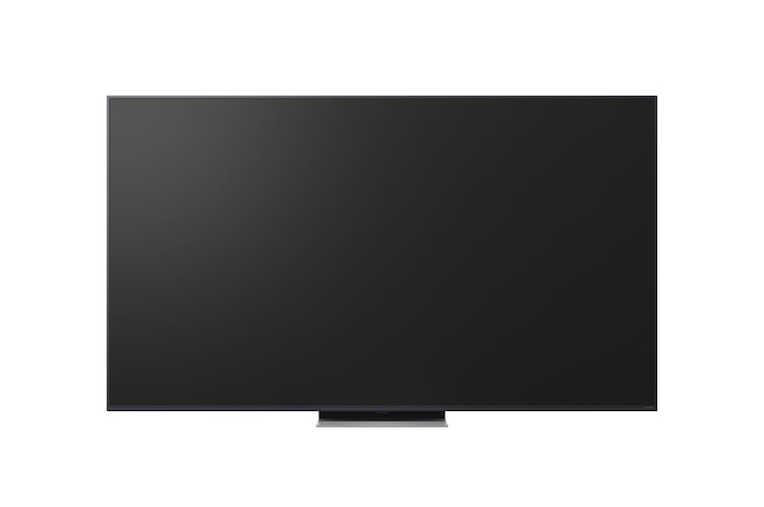 Vue avant et latérale de la Smart TV LG QNED evo AI 4K montrant ses dimensions de longueur, largeur, hauteur et profondeur.