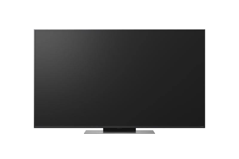 Slightly-angled right-facing side view of LG QNED evo TV.