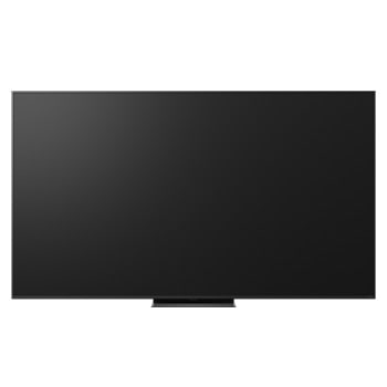Slightly-angled right-facing side view of LG QNED evo TV.