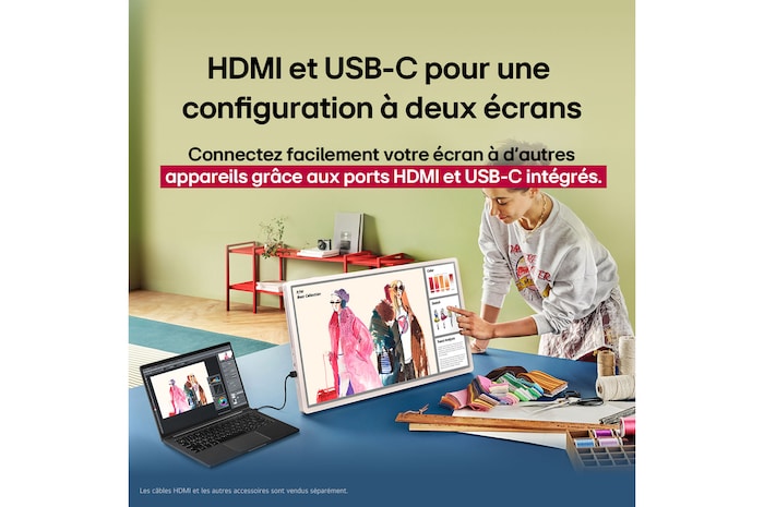 HDMI et USB-C pour une configuration à deux écrans