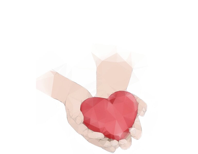 Coeur posé dans le creux des mains