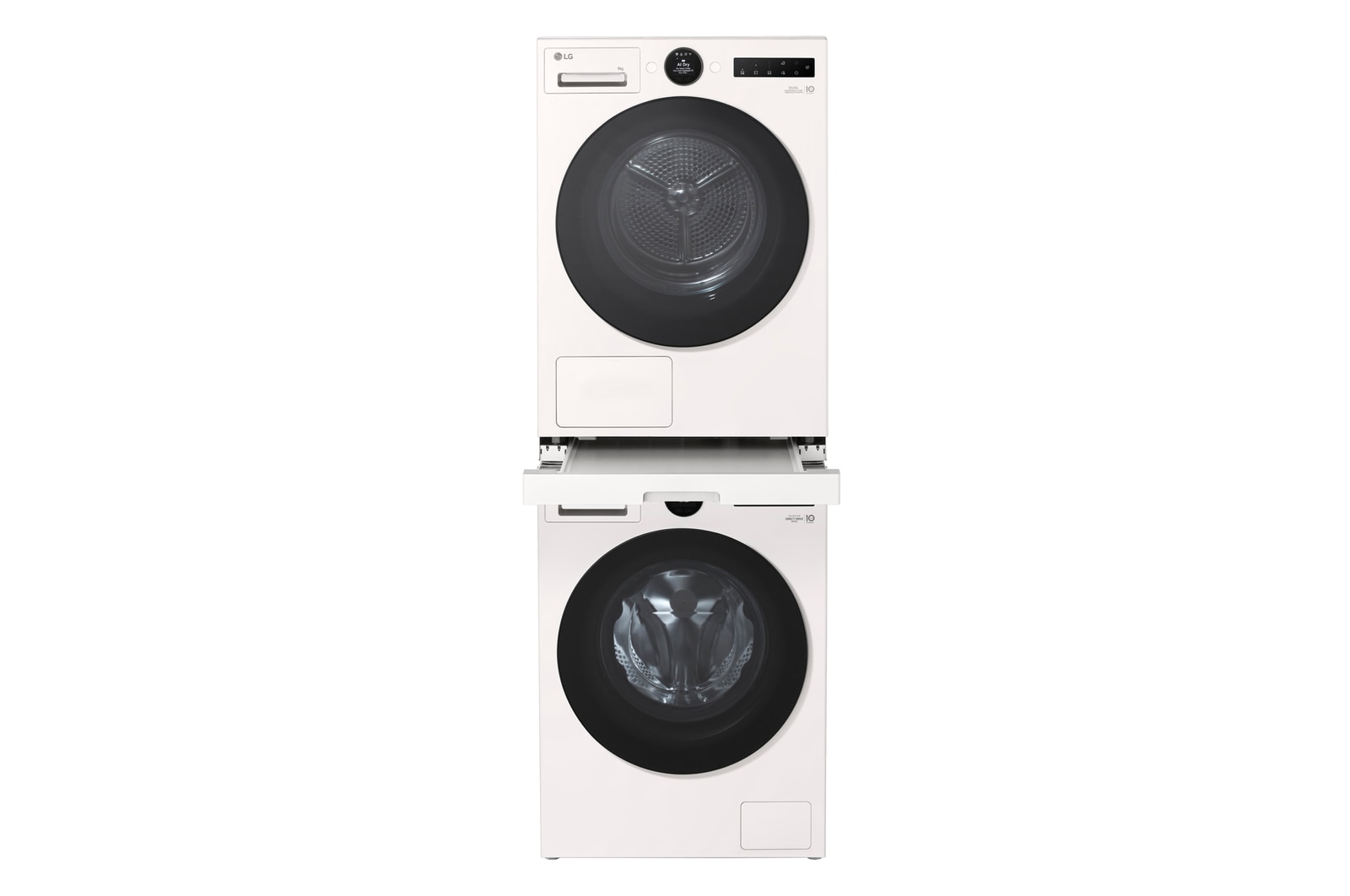LG Kit de superposition Lave-linge / Sèche-linge  I Étagère extensible | Blanc, LG DK2W