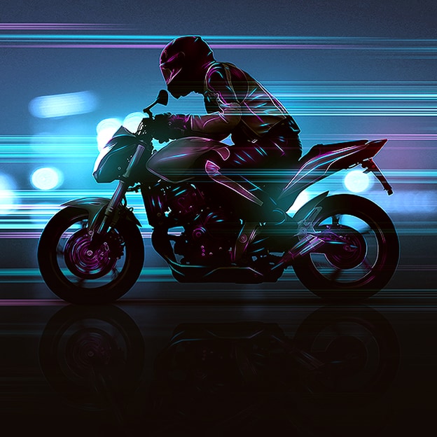 Moniteur de jeu LG comparant une image de moto floue et une vue 0.03ms GtG nette illustre un temps de réponse plus rapide.