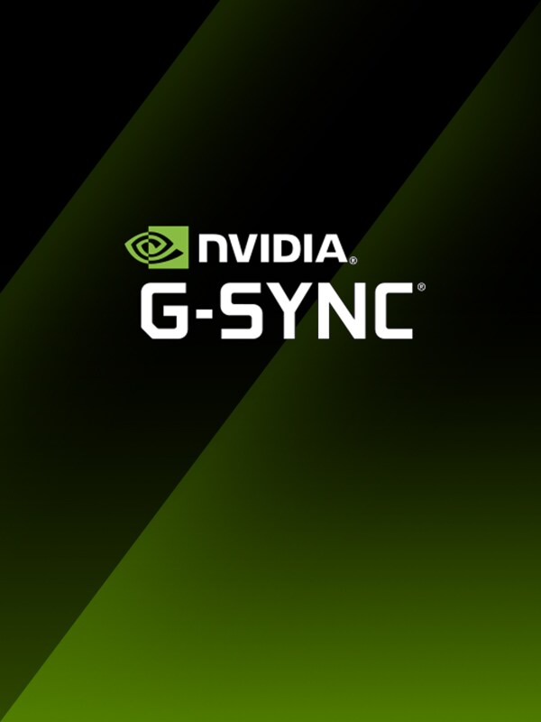 Image de moniteur gaming LG avec logo NVIDIA G-SYNC sur fond noir, illustrant un jeu synchronisé.