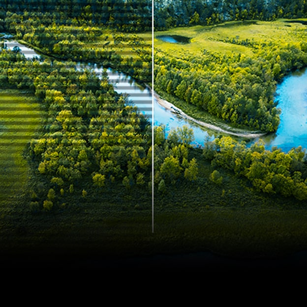 Image de comparaison montrant le côté droit avec la fonction Flicker Safe activée et le côté gauche sans la fonction activée.