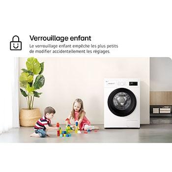 Fonction Verrouillage enfant du lave-linge LG F94N15WHS sécurisant les réglages contre les modifications accidentelles.
