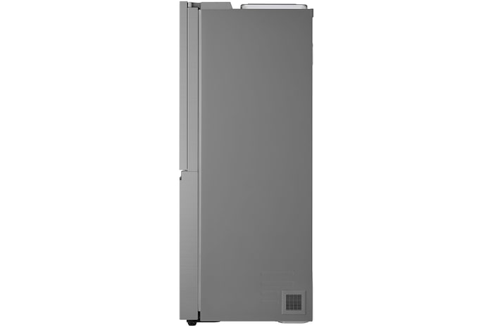 Réfrigérateur Américain LG GSJC40PYPE : Vue latérale (profil) de l'appareil, montrant la profondeur de 735 mm et la finition Argent Premium.