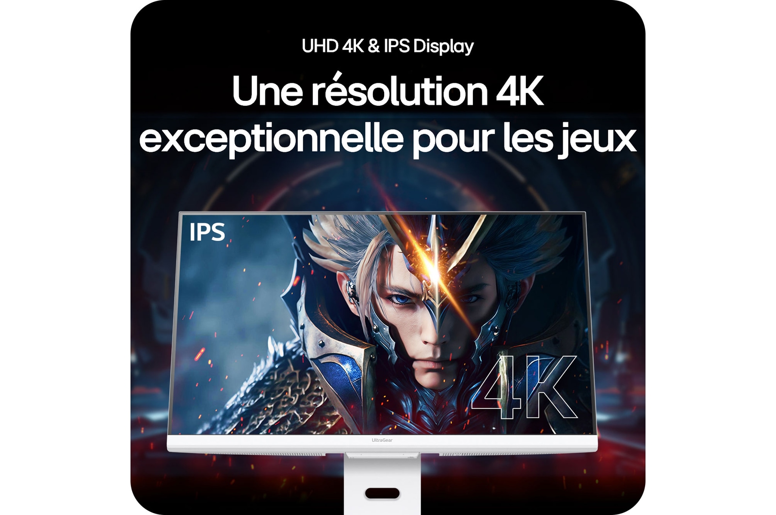 Moniteur Gaming LG UltraGear 32G810SA, affichant un excellent jeu en résolution 4K grâce à la dalle UHD 4K IPS.