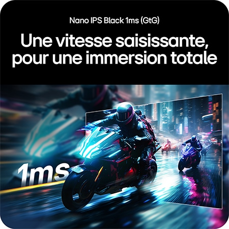 Moniteur Gaming LG UltraGear 27G850A, offrant une vitesse de jeu remarquable grâce à la technologie Nano IPS Black et un temps de réponse de 1ms (GtG).