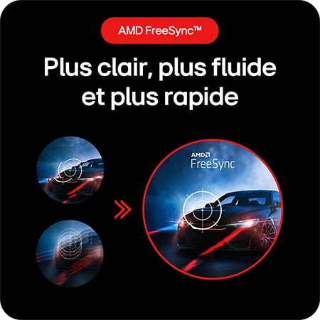 Moniteur Gaming LG UltraGear 24GS50F, offrant une expérience de jeu plus claire, plus fluide et plus rapide grâce à la technologie AMD FreeSync™. 