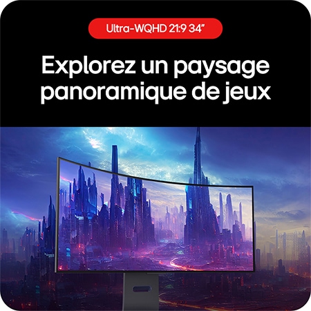 Moniteur Gaming LG UltraGear 34GS95QE permettant d'explorer le panorama du jeu grâce à son format 21:9 Ultra-WQHD