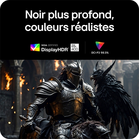 Moniteur LG 45GX950A produisant des noirs plus profonds et des couleurs plus réalistes grâce à la certification VESA DisplayHDR™ 400 (True Black) et à la couverture 98.5% DCI-P3.