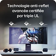 Moniteur LG 45GX950A présentant la courbure idéale 800R, qui englobe le champ de vision de l'utilisateur et offre une immersion maximale pour le jeu.