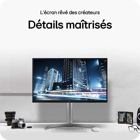 Moniteur LG32UQ850V-W, doté d'une résolution 4K UHD, qui maîtrise tous les détails et prend en charge le travail créatif professionnel précis sur l'écran des créateurs.