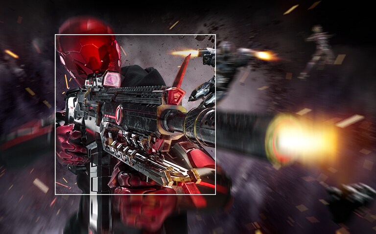 Zoom sur le taux de rafraîchissement jusqu'à 240Hz de l'UltraGear™ sur une image de jeu