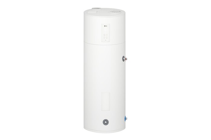 LG Air to Water Heat Pumps HM051MRS UA40, bottom-right view of a black outdoor unit featuring a grey wavy grille.