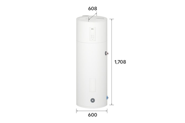 LG Air to Water Heat Pumps HM051MRS UA40, right angle view of a black outdoor unit featuring a grey wavy grille.
