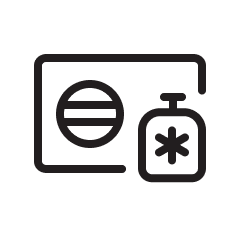Une icône d’unité extérieure LG avec un symbole d’agent frigorigène R410A à l’avant.