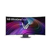 Moniteur LG 45GX90SA affichant l'écran OLED UltraWide de 45 pouces, mettant en avant la résolution 21:9 WQHD (3440x1440) et la technologie OLED noir profond pour des images incroyables.