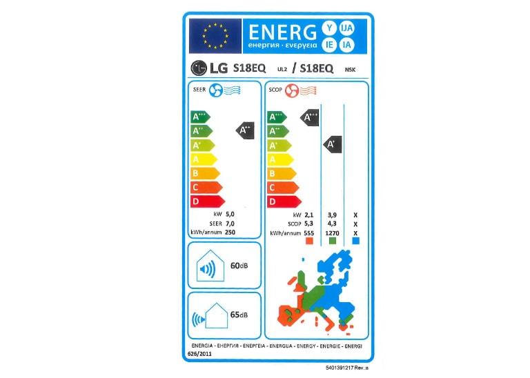 Etiquette Energie <br>LG S18EQ<br>1