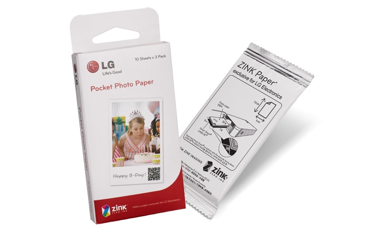 Vue avant de Papier Zink (Zero Ink) pour Pocket Photo LG PS2203