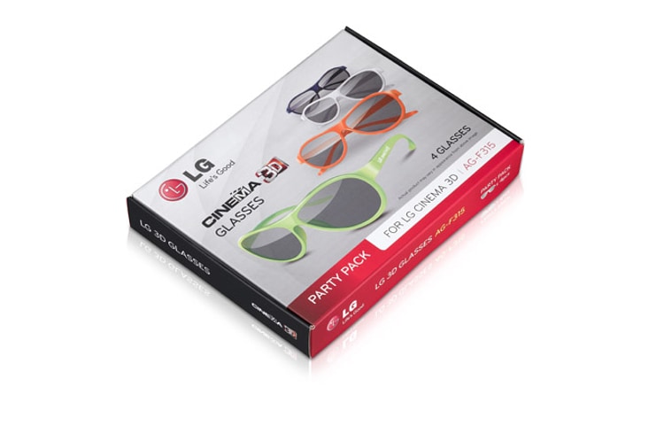 LG Cinema 3D | 4 paires | Sans scintillement |Sans batteries | Légères | Confortables, LG AG-F315