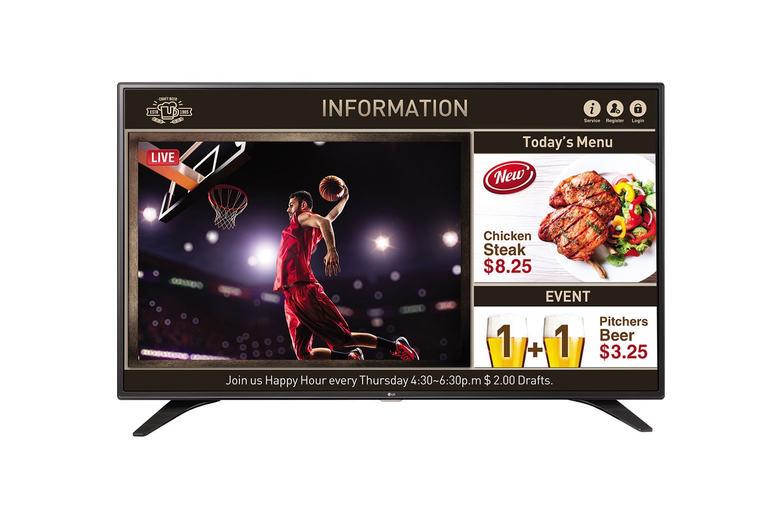 Vue avant de 43 po Affichage TV LG 43LV640S