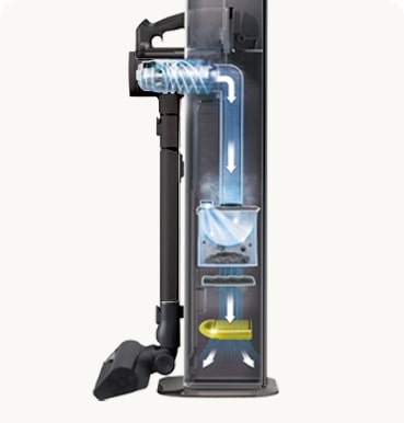Il y a un intérieur exposé d'une tour montrant la fonction de vidage automatique.