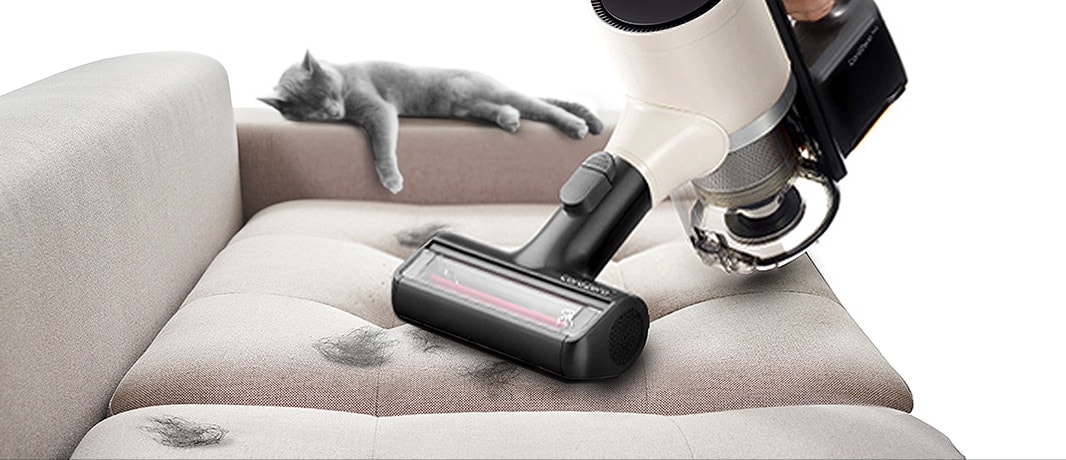  La mini-buse électrique spécialement conçue pour les surfaces en tissu est dédiée à l'élimination efficace des poils d'animaux et autres particules.