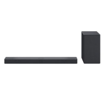Front view of LG Soundbar SC9S and subwoofer.