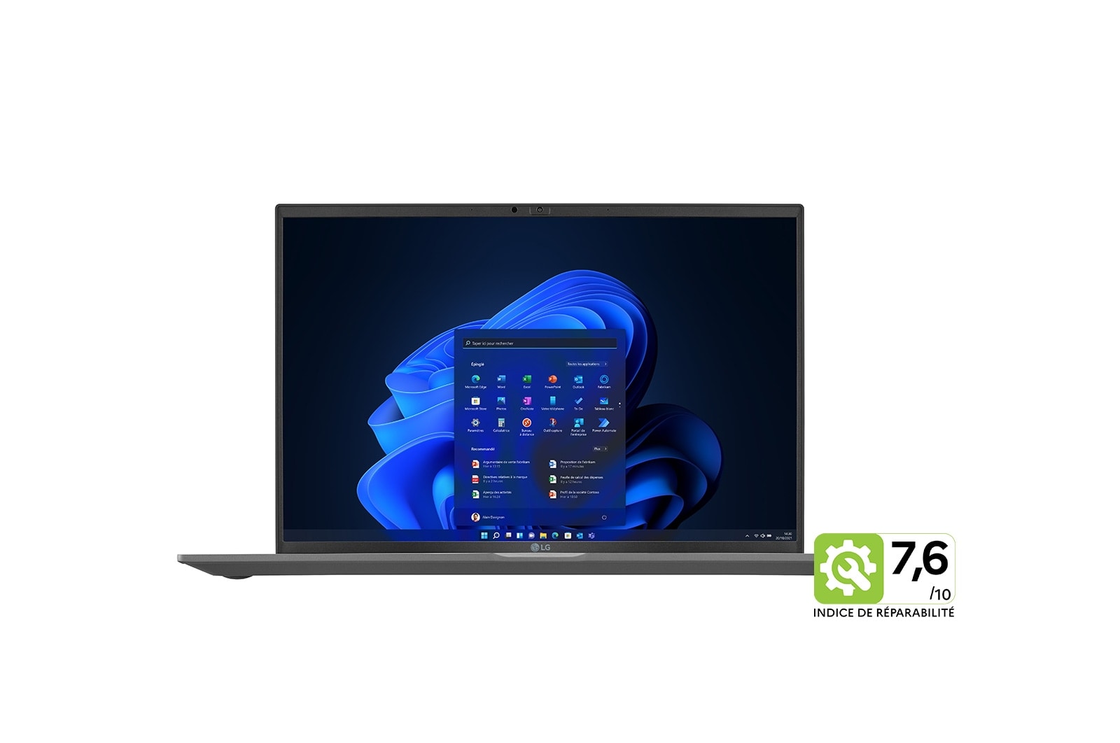 Vue avant de LG gram 14Z90Q | Windows 11 Pro | 14&#39;&#39; 999g | Intel® Core™ i7 | RAM 16Go | SSD 1To NVMe™ LG 14Z90Q-G.AP79F