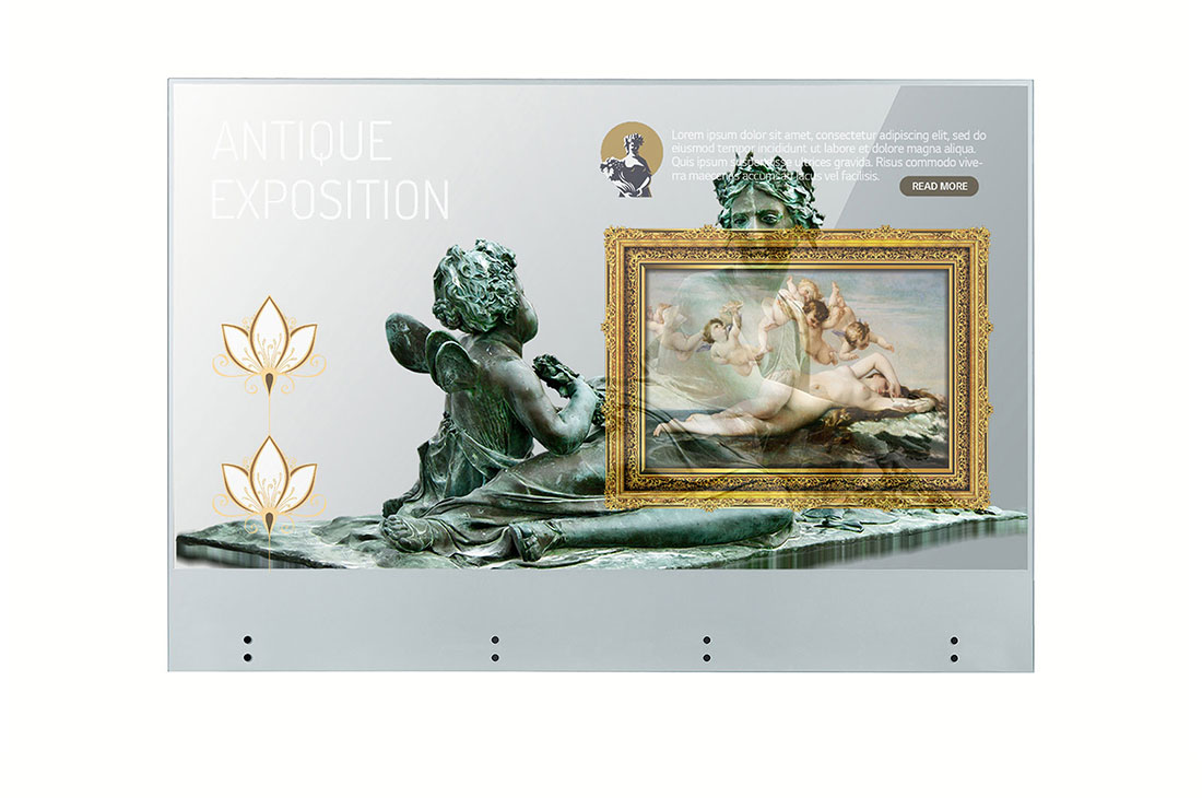 LG Écran tactile transparent OLED 55", avec technologie tactile P-Cap et façade en verre trempé, LG 55EW5TF-A