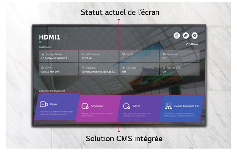 Menu d’accueil tout-en-un