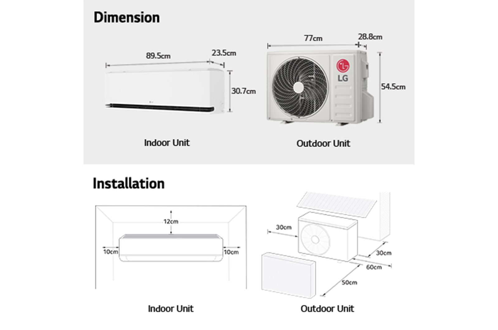 LG H09S1D Dimensions d'installation