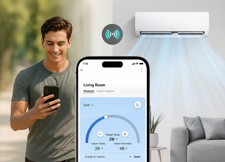 Connectez-vous et contrôlez depuis n’importe où avec LG ThinQ™