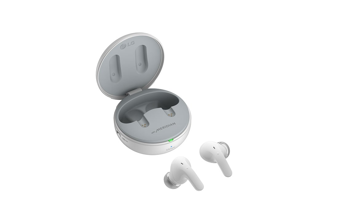 Écouteurs Bluetooth LG TONE Free DT80Q - Son Meridian, ANC Et Charge UVnano Blanc