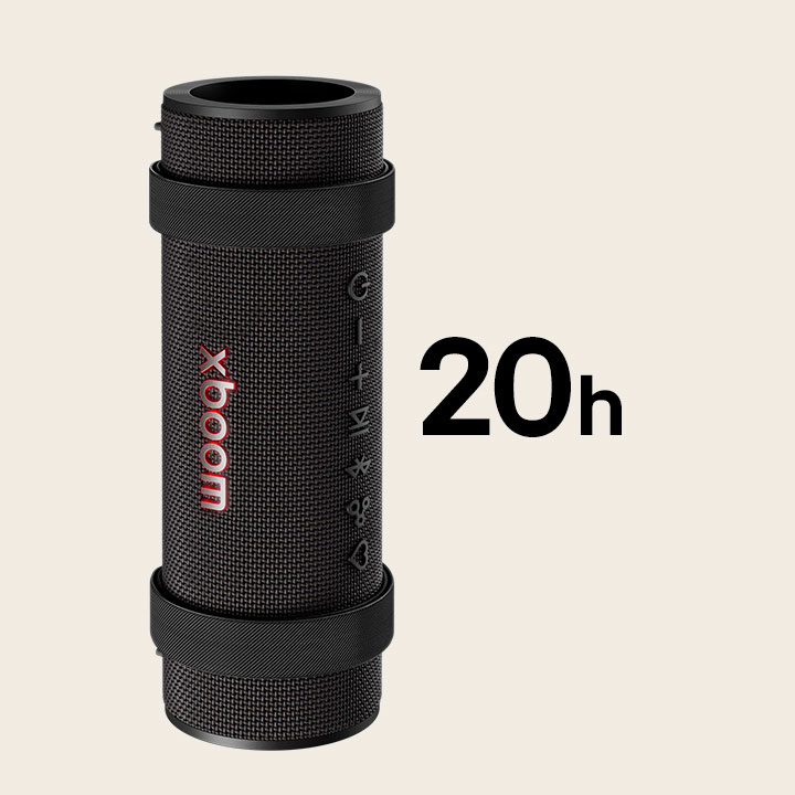 La xboom Grab est placée verticalement.