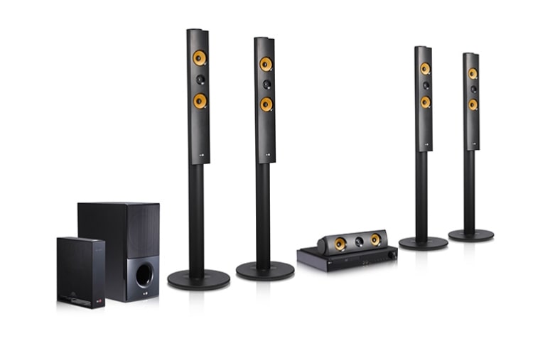 LG Home Cinema 5.1Ch 1200W | Lecteur Blu-Ray 3D | USB | LG Smart TV | DLNA | Bluetooth | Private sound mode | FLAC | WIFI | Enceintes arrière sans fil | Enceintes en fibre d'aramide | Multiroom Tx, LG LHB755W